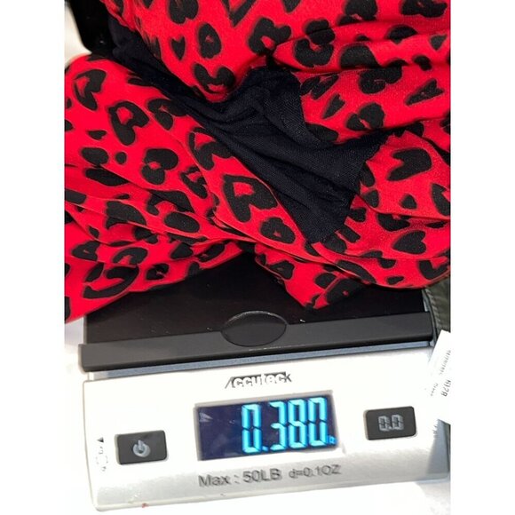 Lucy Paris Red/Black Leopard Print Long Sleeve Deep V-Neck Bodysuit Women's S - Picture 9 of 11